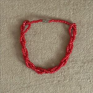 Vibrant Red Beaded Child-size Bracelet with Multi Strand Design